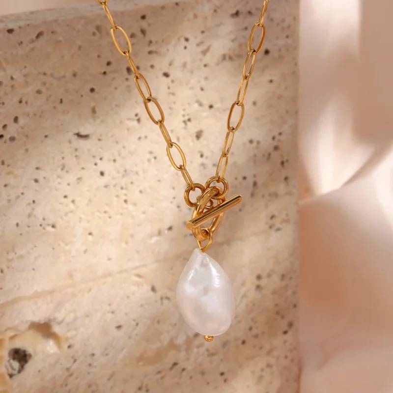 Collier Pendentif Perle de Culture plaqué Or 18k-Mia – Image 7
