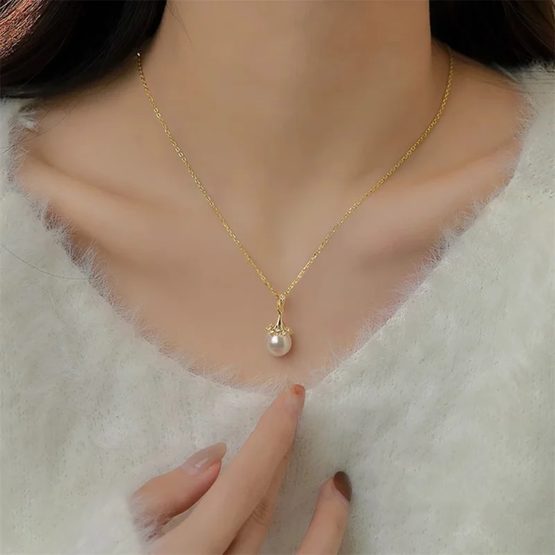 Collier avec une Perle de Culture Blanche 5