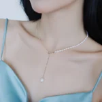 Collier Perle Blanche Ras de Cou Pendentif - Lila-Plaqué Or 14K
