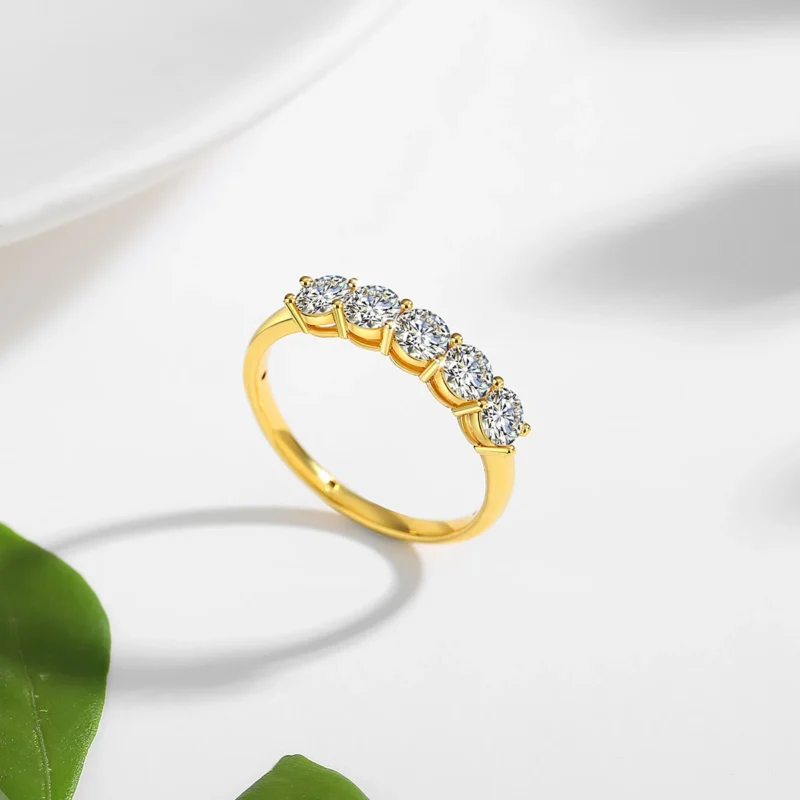 Veya-Bague en Or 18K et Diamants Moissanites
